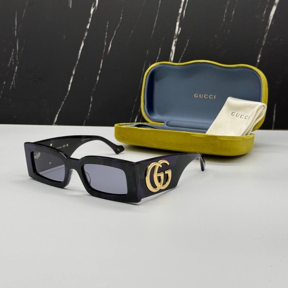 NEW GUCCI SQUARE SUNGLASSES GUCCI GG1425S 003 HAVANA GREY EYEWEAR - Picture 1 of 12